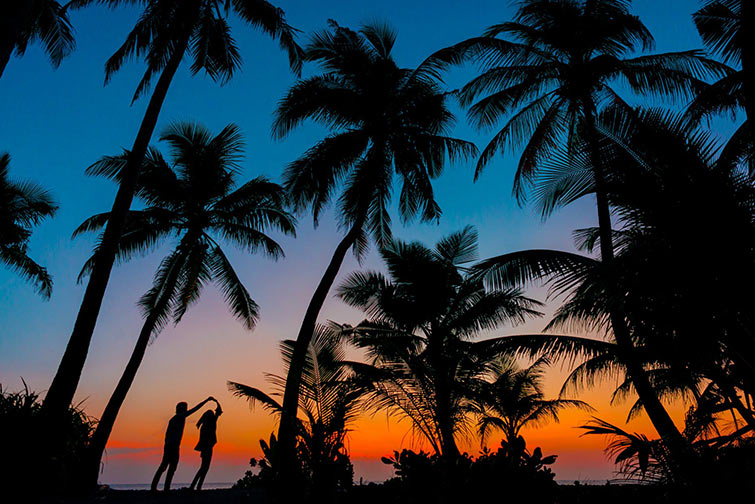 Beach walk during sunset 